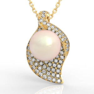 Pavé Leaf Pearl Pendant CAD Model PD-PV-PL-FL-0016