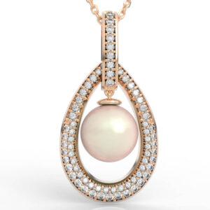 Pavé Teardrop Floating Pearl Pendant CAD Model PD-PV-PL-FS-0082