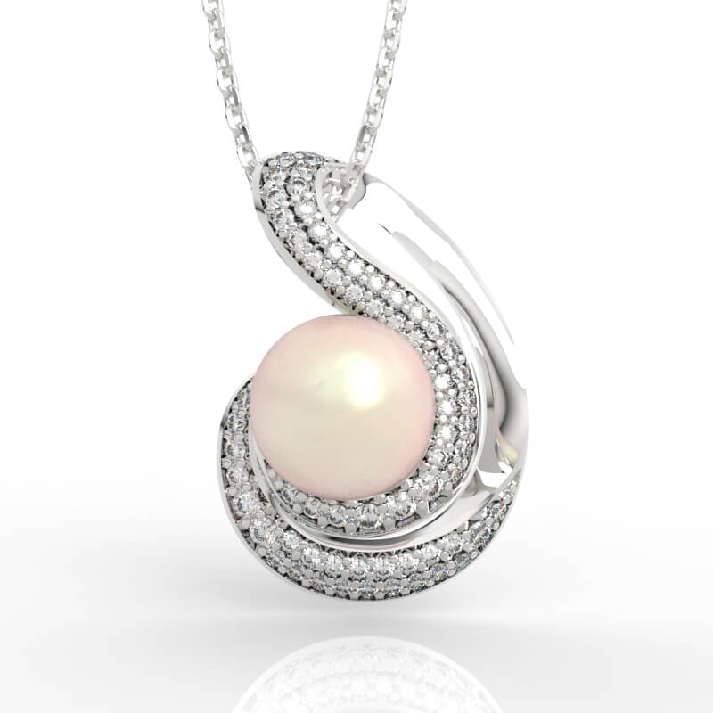 Swirl Bypass Pearl Pendant CAD Model PD-PV-PL-FS-0083