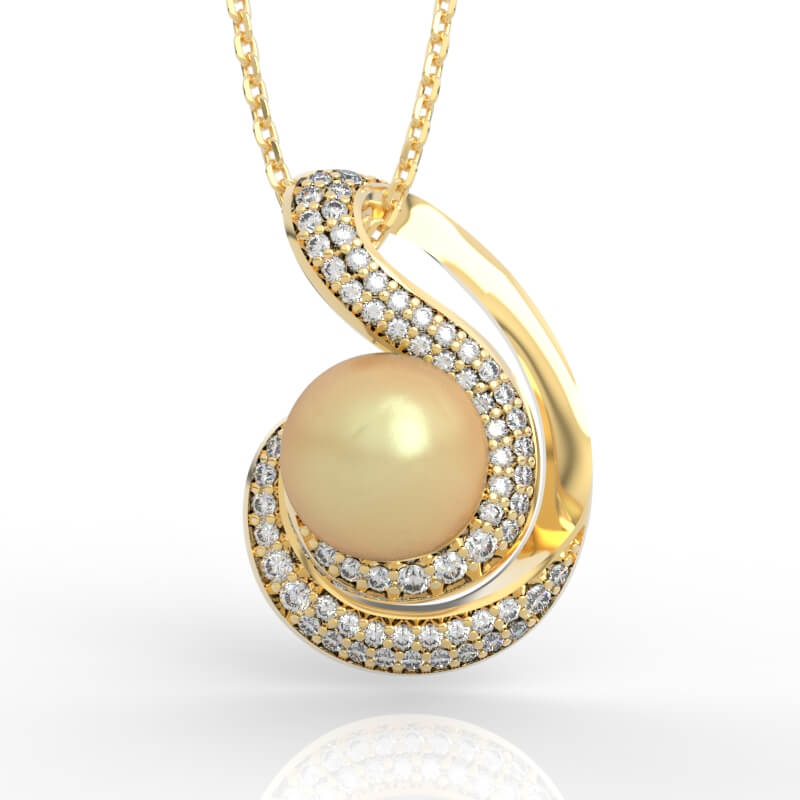 Swirl Bypass Pearl Pendant CAD Model PD-PV-PL-FS-0083