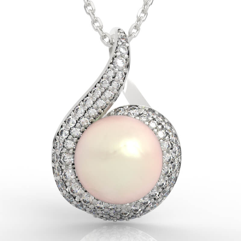 Swirl Halo Pearl Pendant PD-PV-PL-FS-0081