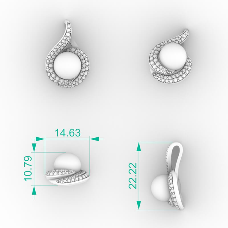 Swirl Halo Pearl Pendant PD-PV-PL-FS-0081
