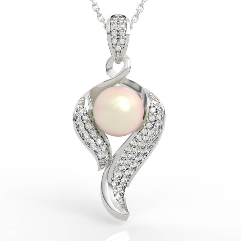 Swirl Wing Pearl Pendant CAD Model PD-PV-PL-FS-0087