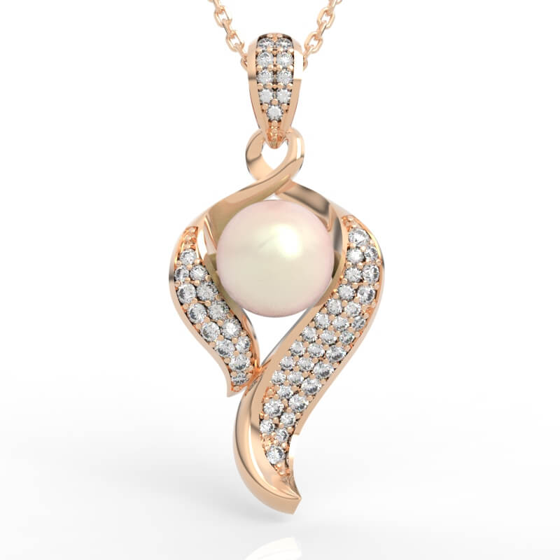 Swirl Wing Pearl Pendant CAD Model PD-PV-PL-FS-0087