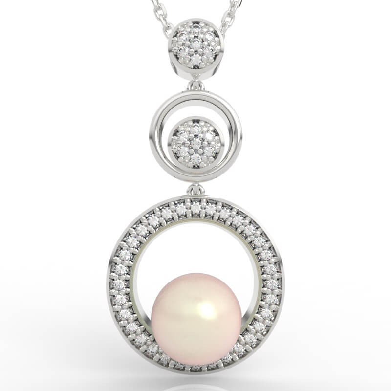 Triple Circle Pavé Pearl Pendant PD-PV-PL-FS-0066