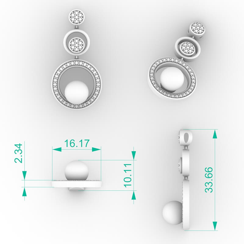 Triple Circle Pavé Pearl Pendant PD-PV-PL-FS-0066