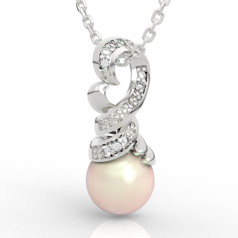 Twisted Ribbon Pearl Pendant CAD Model PD-PV-PL-FS-0089