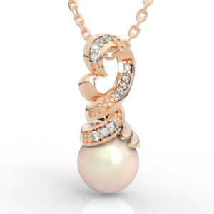 Twisted Ribbon Pearl Pendant CAD Model PD-PV-PL-FS-0089