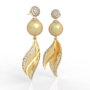 Wing Leaf Pearl Earrings CAD