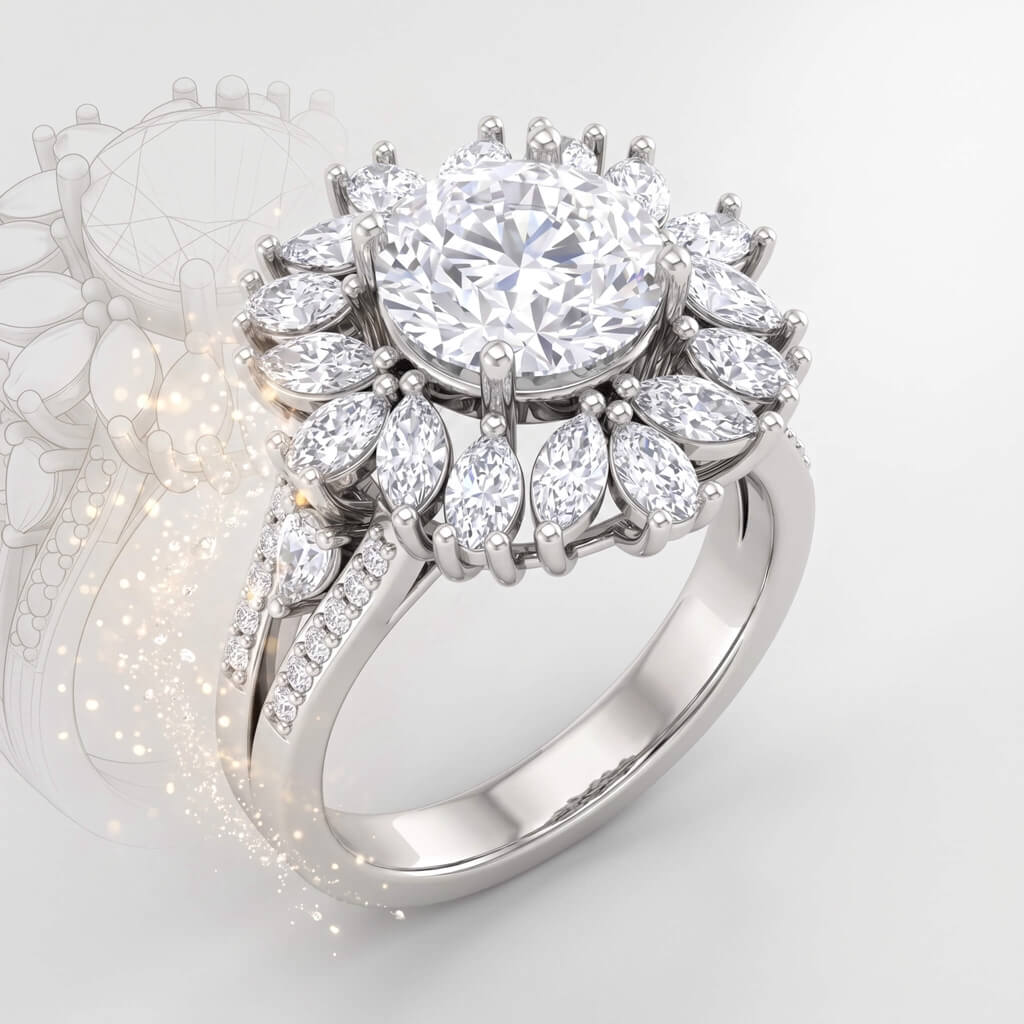 Jewelry CAD model to photorealistic