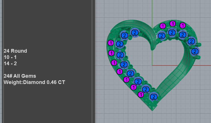 Asymmetric diamond open heart pendant with pavé side and graduated prong-set side