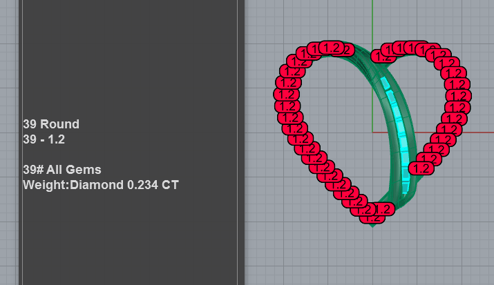 Round diamond bypass heart pendant STL with graduated baguette channel strip