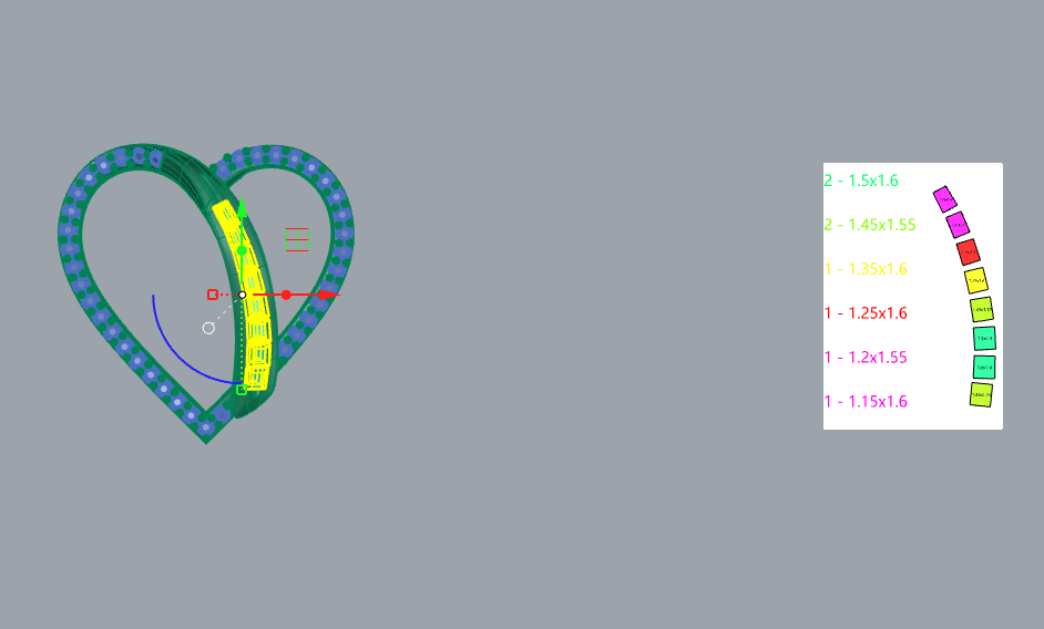 Round diamond bypass heart pendant STL with graduated baguette channel strip