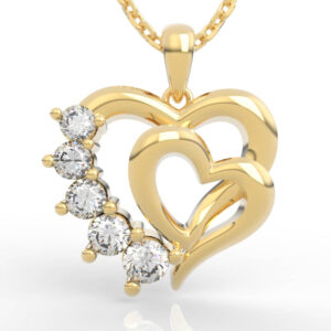 Contemporary nested heart diamond jewelry design with graduated diamond arc outline