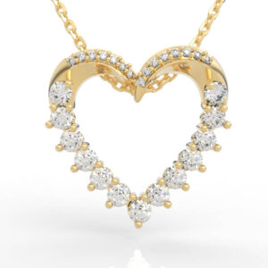 Graduated Heart Diamond Necklace with size-graduated stone row and open heart silhouette