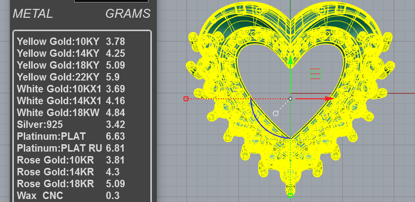 Round Diamond Open Heart Pendant 3D Model with graduated fringe halo silhouette