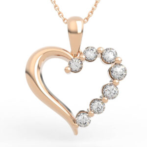 Journey diamond open heart necklace with graduated diamond edge