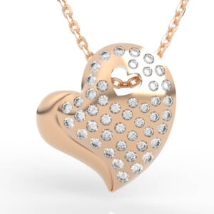 Layered pavé heart jewelry design with open heart cutout and diamond pavé surface