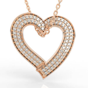Open heart pavé pendant with floating diamond heart silhouette