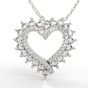 Sparkle Halo Open Heart Necklace with sunburst diamond spikes and crossed strap top