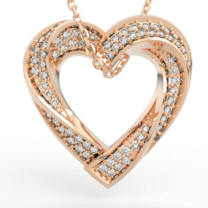 Twisted heart pavé pendant with interlocking diamond crossover bands