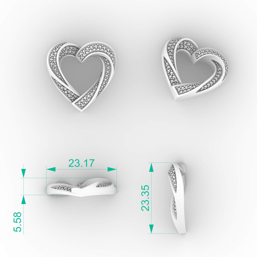 Twisted heart pavé pendant with interlocking diamond crossover bands