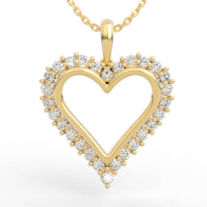 Round Diamond Halo Heart Pendant 3D Model with uniform stone outline and loop bail