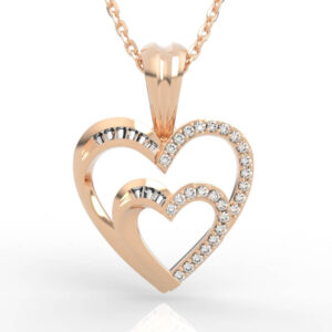 Casting ready cascading heart pendant CAD STL file with pavé baguette diamond setting