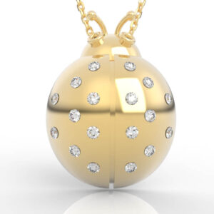Diamond ladybug pendant CAD model with flush-set diamond dome and antennae detail