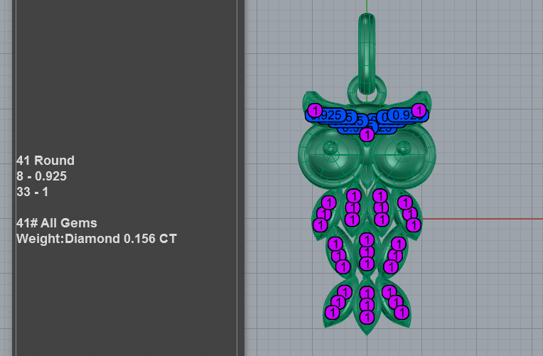 Diamond owl charm pendant with pavé feather-leaf tiers and large-eyed face