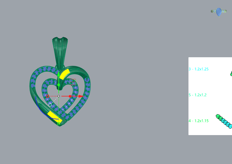 Double halo heart pendant with nested pavé heart outlines and diagonal baguette crossover accent