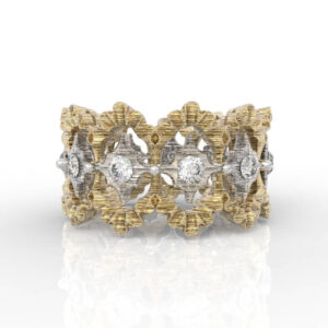 Gothic Star Lattice Jewelry Design ring with two-tone compass star ring cutwork