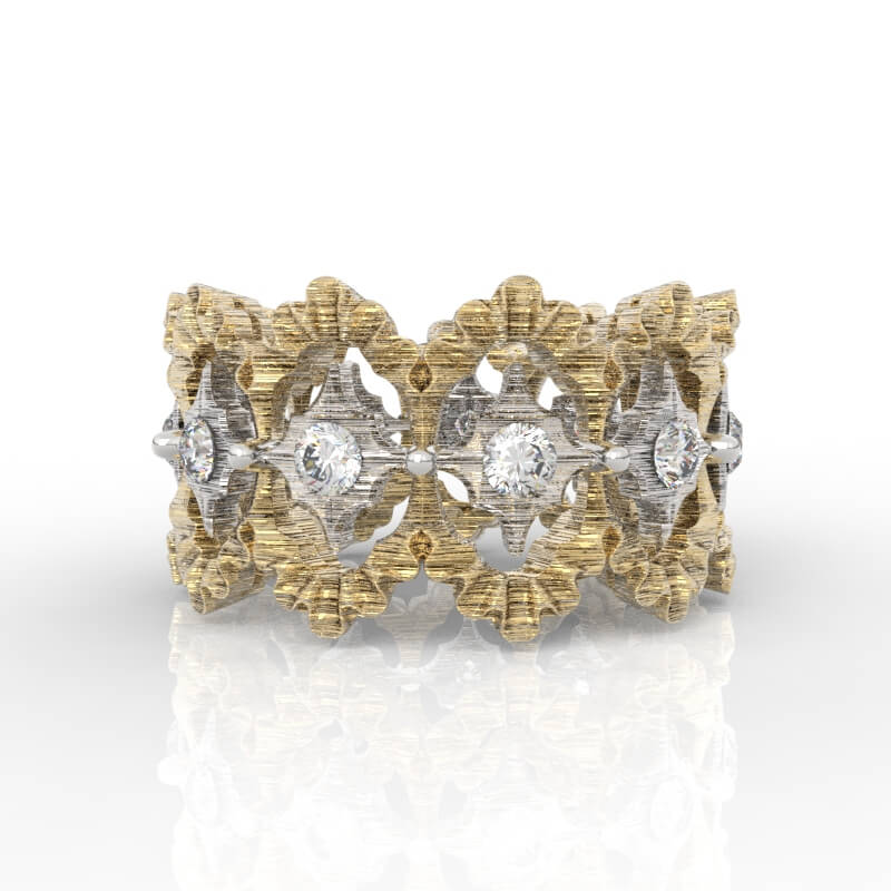 Gothic Star Lattice Jewelry Design ring with two-tone compass star ring cutwork
