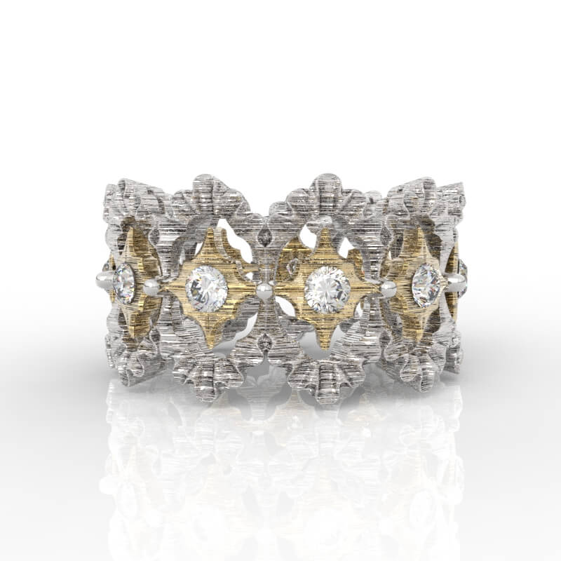 Gothic Star Lattice Jewelry Design ring with two-tone compass star ring cutwork