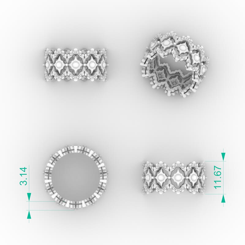 Gothic Star Lattice Jewelry Design ring with two-tone compass star ring cutwork