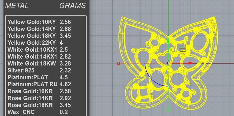 Open frame cluster butterfly pendant CAD model with mixed-shape diamond cluster