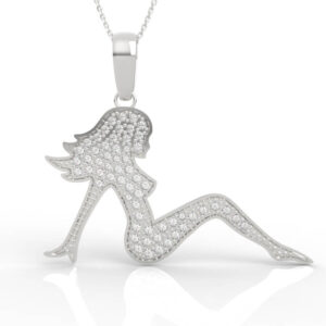 Pavé Silhouette Figure Pendant CAD Model, Pavé Figure Pendant STL File, reclining diamond silhouette design