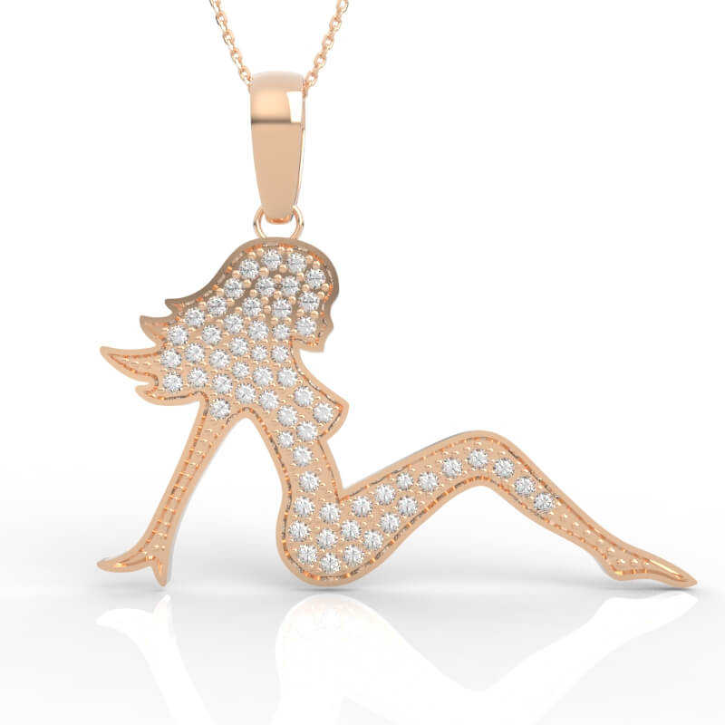 Pavé Silhouette Figure Pendant CAD Model, Pavé Figure Pendant STL File, reclining diamond silhouette design