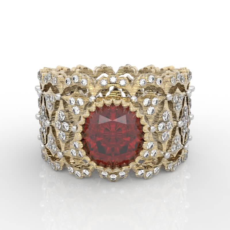 Scalloped Lattice Cushion Ring CAD model with open floral lattice gallery, 3D Model