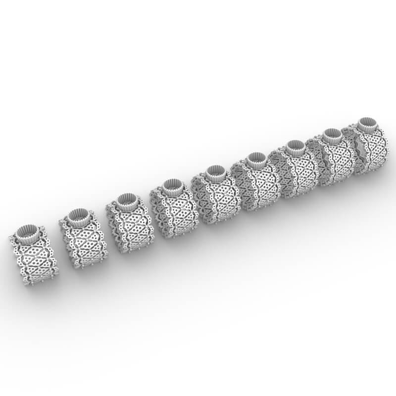 Scalloped Lattice Cushion Ring CAD model with open floral lattice gallery, 3D Model