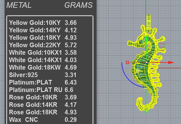 Casting ready seahorse pendant CAD model with ribbed spine and coiled tail silhouette