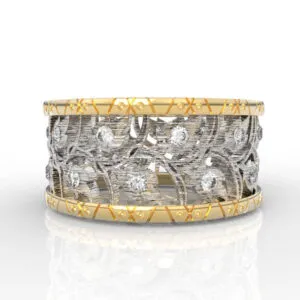 Vine Lattice Wide Band Ring CAD model with interlacing vine lattice body, 3D Model