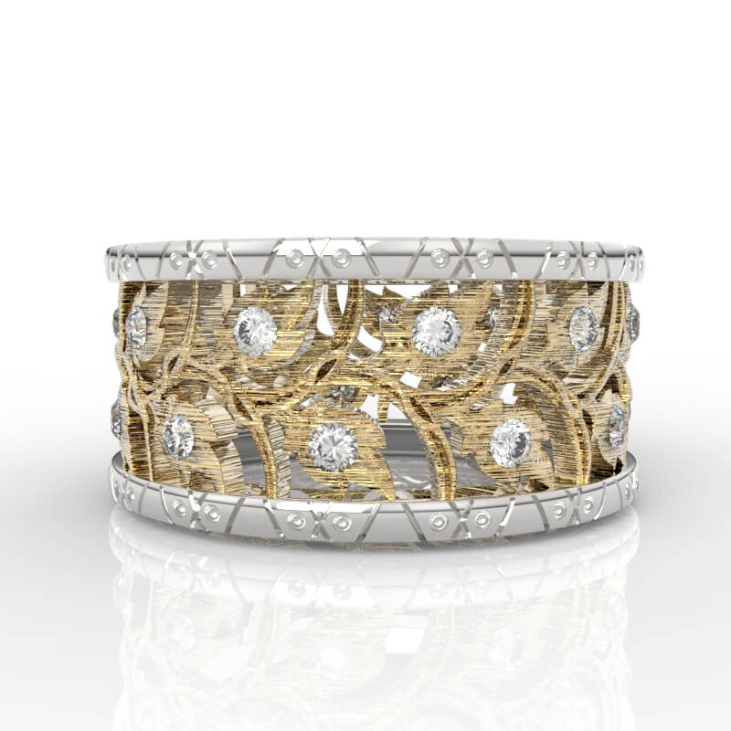 Vine Lattice Wide Band Ring CAD model with interlacing vine lattice body, 3D Model