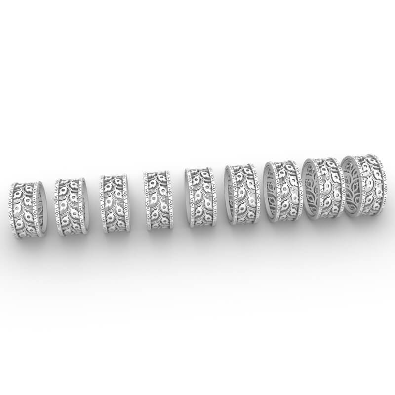 Vine Lattice Wide Band Ring CAD model with interlacing vine lattice body, 3D Model