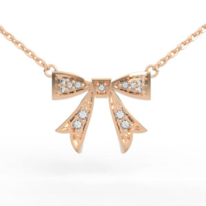 Casting ready pierced bow pendant necklace CAD model with chain-integrated bow loops