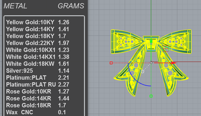 Casting ready pierced bow pendant necklace CAD model with chain-integrated bow loops