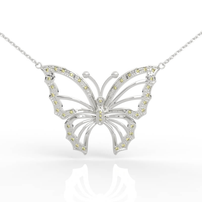Casting ready radiating wing butterfly pendant CAD model with open vein-line wing structure