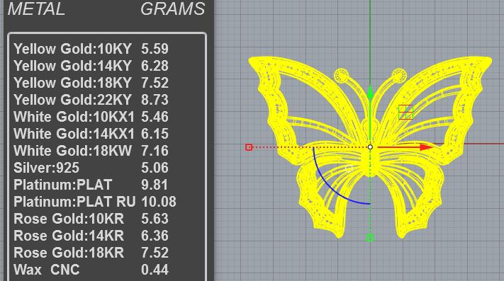 Casting ready radiating wing butterfly pendant CAD model with open vein-line wing structure