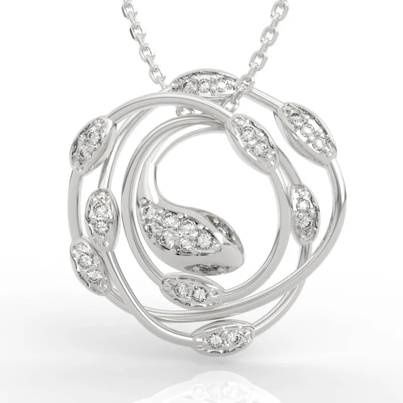 Round Diamond Serpent Pendant 3D Model with layered spiral wire frame
