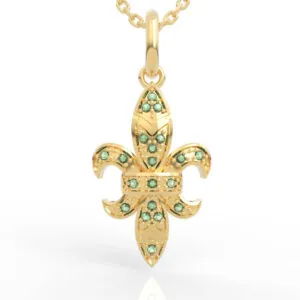 Petite pavé fleur-de-lis pendant CAD model with full diamond pavé coverage